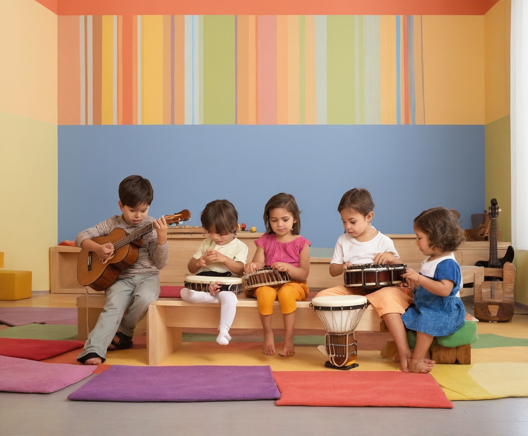Clase musical para niños y adultos.
