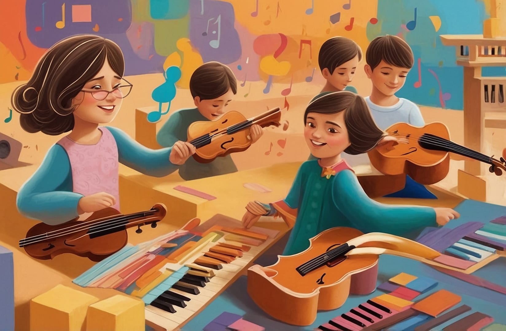 Aprendizaje musical alegre.